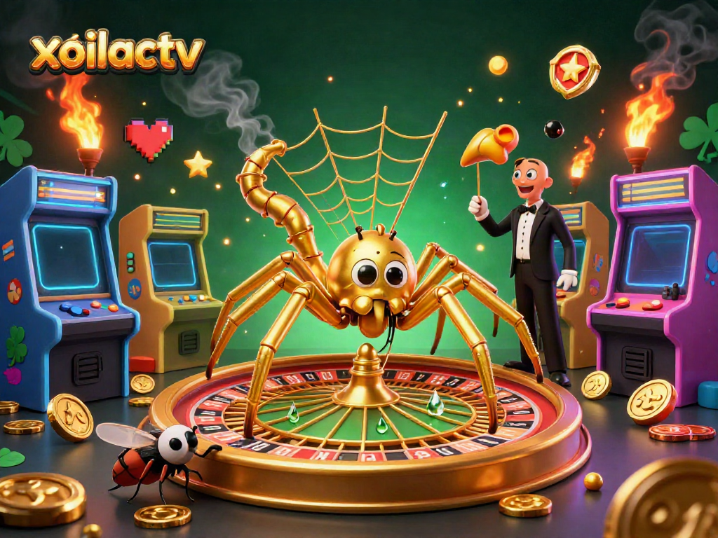 Experience the thrill of betting on xoilactv with a golden roulette web and vibrant gaming elements.