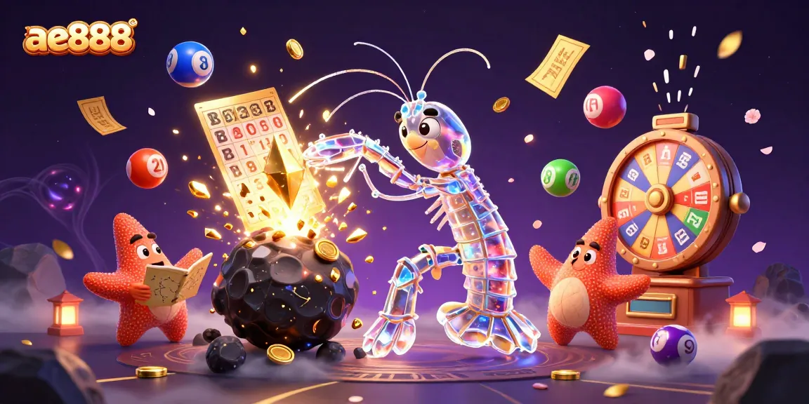 Experience excitement at ae888 with a galactic samurai mantis shrimp amidst rich casino elements.