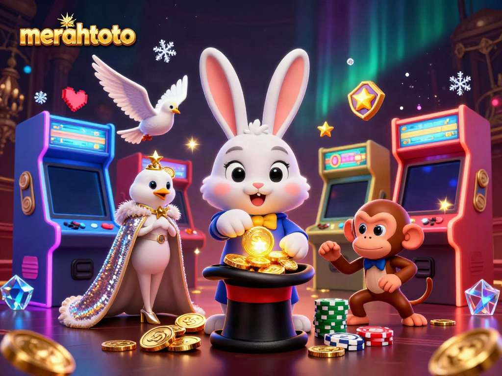 Menangkan permainan dengan merahtoto, ilustrasi 3D ajaib dengan karakter kasino yang memukau.