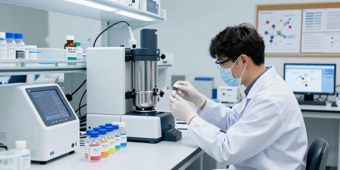 BPC 157 TB 500 Blend analysis in a modern laboratory with high-tech equipment.