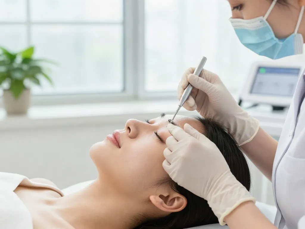 Augenringe entfernen durch professionelle Unterspritzung in modernem Schönheitssalon.