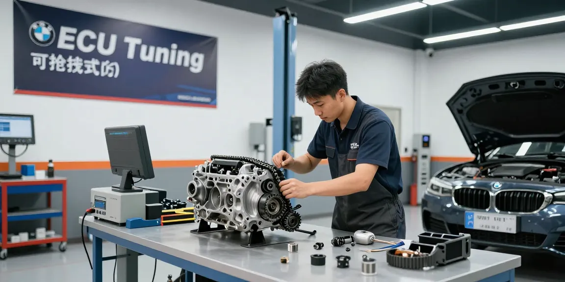 Professioneller Service in der BMW Werkstatt Hannover, wo ein Techniker die Steuerkette wechselt.