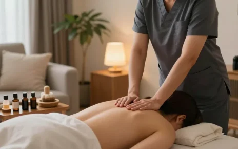 Experience 강동구출장마사지 with a Korean therapist in a soothing home environment, showcasing relaxation and tranquility.